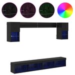 vidaXL Unités murales TV avec LED 6 Pièces Chêne noir Bois d'ingénierie