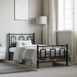 vidaXL Cadre de lit métal sans matelas avec pied de lit noir 90x190 cm