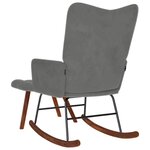vidaXL Chaise à bascule avec tabouret en velours gris foncé