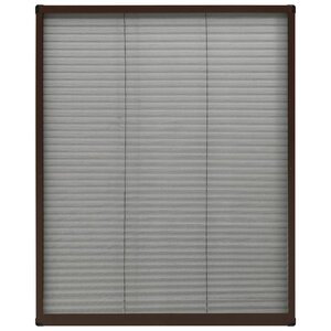 vidaXL Moustiquaire plissée pour fenêtre Aluminium Marron 60x80 cm