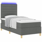 vidaXL Lit à ressort LED avec matelas Gris foncé 100 x 200 cm tissu