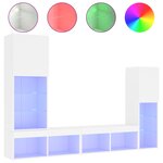 vidaXL Unités murales TV avec LED 4 Pièces blanc bois d'ingénierie