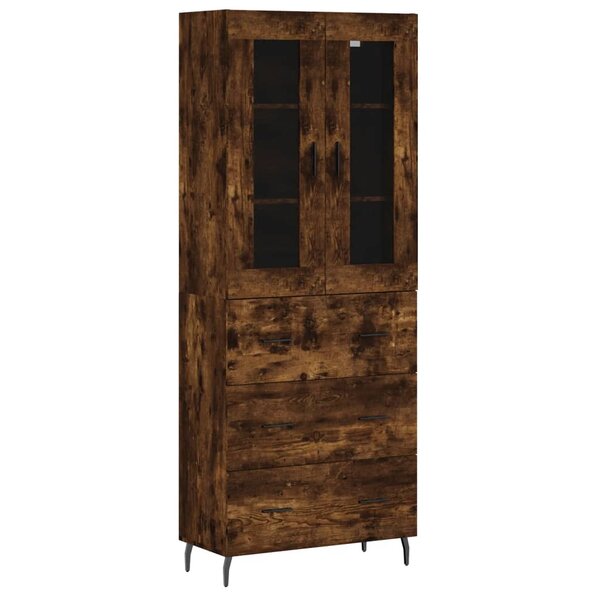 vidaXL Buffet haut Chêne fumé 69 5x34x180 cm Bois d'ingénierie