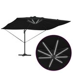 vidaXL Parasol déporté Roma avec LED Noir 352x251x265 cm Aluminium