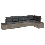 vidaXL Ensemble de canapé de jardin avec coussin 6 Pièces Gris Poly rotin