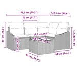 vidaXL Ensemble de Canapé de Jardin 5 pièces avec Coussins Gris Poly Rattan
