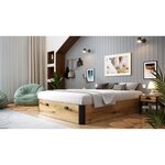 Lit coffre adulte - Couchage 140 x 190 cm - 2 Tiroirs frontaux - Fabriqué en Espagne