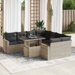 vidaXL Salon de jardin 9 Pièces avec coussins gris clair résine tressée