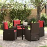 vidaXL Ensemble de salle à manger pour jardin 5 Pièces Marron Poly rotin