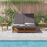 vidaXL Transat avec coussin Gris foncé Bois d'Acacia Massif