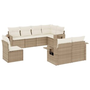 vidaXL Salon de jardin avec coussins 8 Pièces beige résine tressée