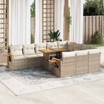 vidaXL Salon de jardin 11Pièces avec coussins beige résine tressée acacia