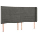 vidaXL Tête de lit à LED Gris foncé 203x16x118/128 cm Velours