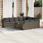 vidaXL Salon de jardin 11 Pièces avec coussins gris clair résine tressée