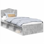 vidaXL Cadre de lit avec tête de lit Gris Béton 90 x 190 cm Pin massif