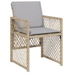 Ensemble de Salle à Manger de Jardin 9 Pièces avec Coussins Beige Rattan Poly