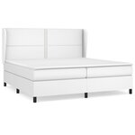 vidaXL Sommier à lattes de lit avec matelas Blanc 200x200cm Similicuir