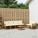 vidaXL Ensemble de canapés d'extérieur 7 Pièces Naturel et Crème