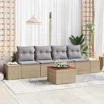 vidaXL Ensemble de canapé de jardin 5 pièces avec coussins en Beige Rattan Acacia