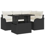 Ensemble de Canapés de Jardin 5 Pièces avec Coussins Noir Poly Rattan