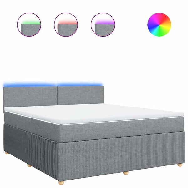 vidaXL Sommier à lattes de lit avec matelas Gris clair 180x200cm Tissu