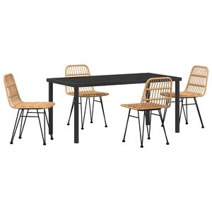 vidaXL Ensemble de salle à manger pour jardin 5 Pièces Marron Poly rotin