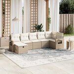 vidaXL Salon de jardin avec coussins 7 Pièces beige résine tressée