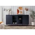 Buffet bas - CARACAS - bleu navy - 2 portes vitrées + 2 portes - 180 x 90 x 40 cm
