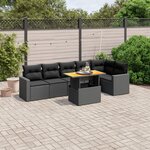 vidaXL Salon de jardin 7 Pièces avec coussins noir résine tressée