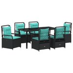 vidaXL Ensemble de 7 pièces de meubles de jardin en rattan poly noir