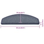 vidaXL Tapis d'escalier 30 pièces 65 x 24 x 4 cm Gris foncé et bleu Demi-rond Grand