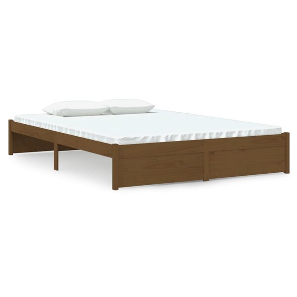 vidaXL Cadre de lit sans matelas marron miel bois massif 140x190 cm
