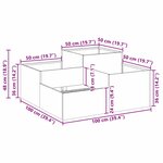 vidaXL Cache-pot de jardin Argent 100 x 100 x 48 cm Acier galvanisé