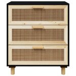 vidaXL Buffet Noir 60x30x70 cm Bois de pin massif et rotin naturel