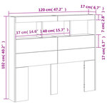 vidaXL Armoire tête de lit avec LED sonoma gris 120x17x102 cm