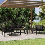 vidaXL Salon de jardin 7 Pièces avec coussins Aluminium Anthracite