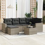 vidaXL Salon de jardin avec coussins 7 Pièces gris clair résine tressée