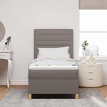 vidaXL Lit à ressorts avec matelas Taupe 100 x 200 cm tissu