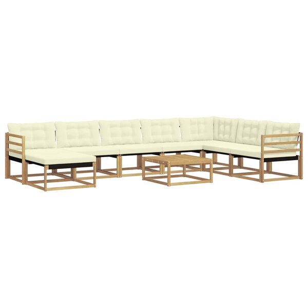 vidaXL Ensemble de canapés d'extérieur 9 pc Blanc et crème