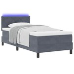 vidaXL Lit à ressort LED avec matelas Gris foncé 100 x 200 cm Velours