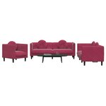 vidaXL Ensemble de canapés 3 Pièces avec coussins rouge bordeaux velours