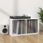 vidaXL Boîte de rangement vinyles Blanc 71x34x36 cm Bois d'ingénierie