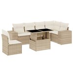 vidaXL Salon de jardin avec coussins 7 Pièces beige résine tressée