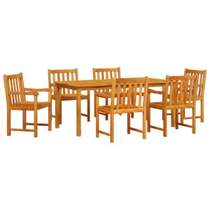Set de jardin 7 pièces en bois d'acacia