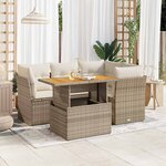 vidaXL Salon de jardin avec coussins 5 Pièces beige résine tressée