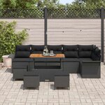 vidaXL Ensemble de canapé de jardin avec coussin 10 Pièces Noir