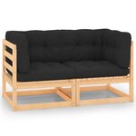 vidaXL Canapés d'angle de jardin avec coussins 2 Pièces Pin massif
