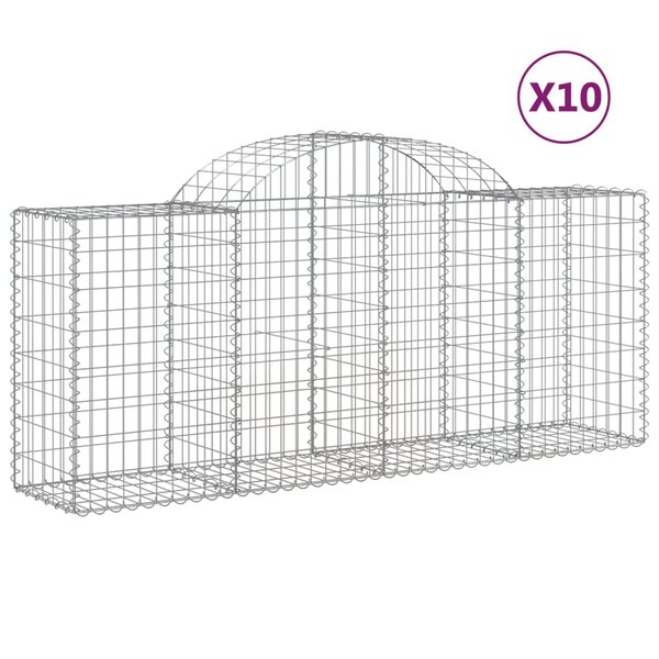 vidaXL Paniers à gabions arqués 10 Pièces 200x50x80/100 cm Fer galvanisé