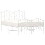 vidaXL Cadre de lit métal sans matelas et pied de lit blanc 120x200 cm