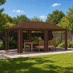 vidaXL Abri de jardin 6 x 3 m Marron Polyester et Acier 190 gsm